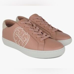 New Tory Burch T-Logo Sneaker Nappa Leather in Pink Moon Size 8.5